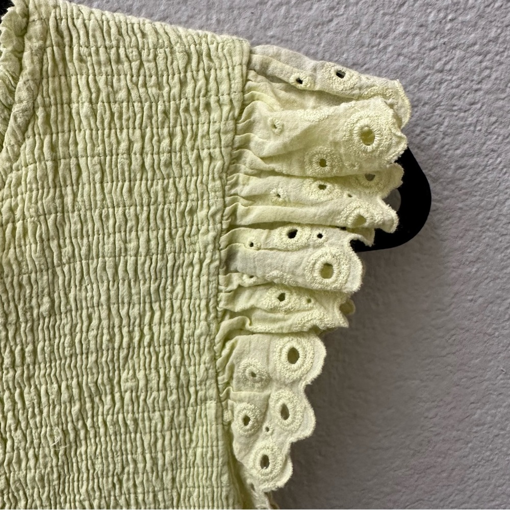 mable lime green yellow smock lace sleeve maxi dress womens M - Picture 4 of 8